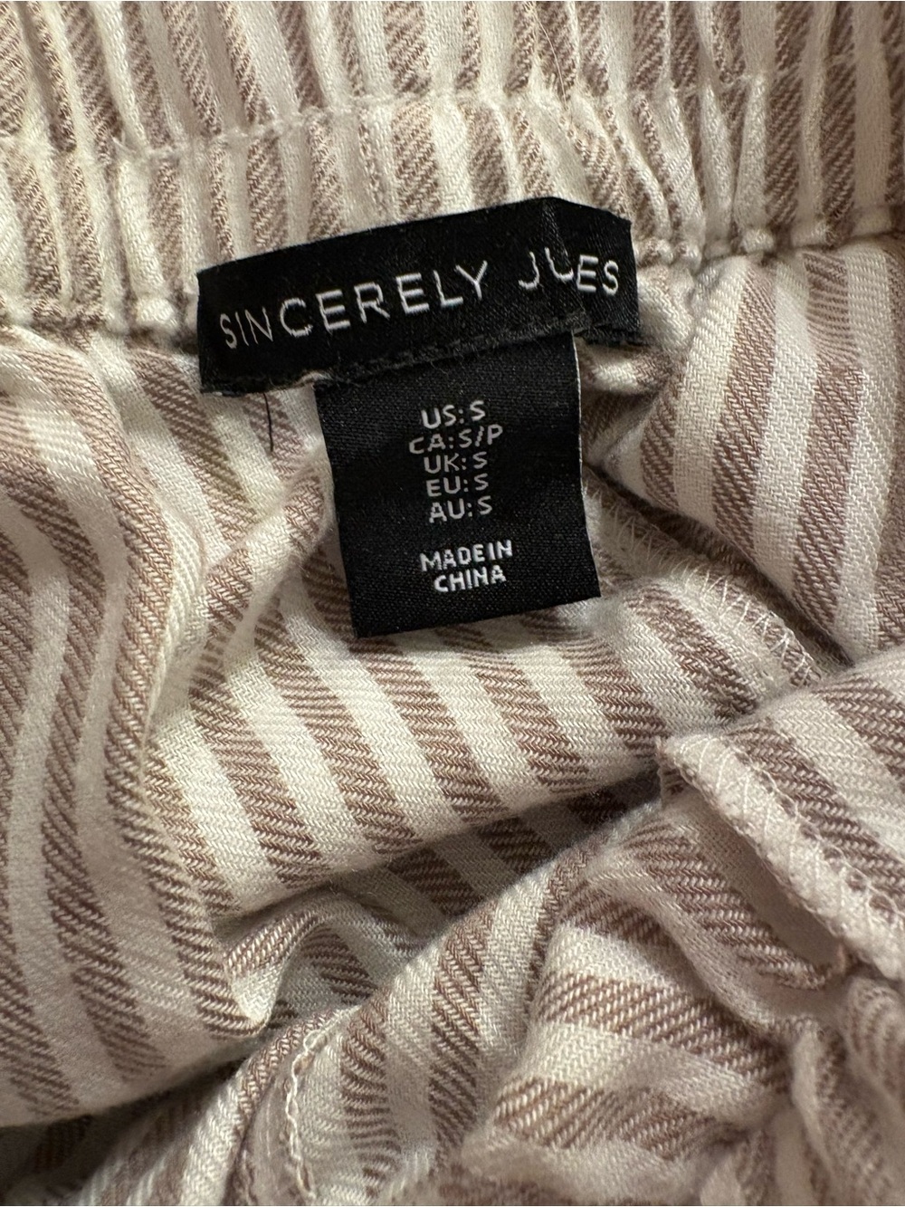 Sincerely Jules Striped Wide Leg Pants- White & Gray/Brown - Picture 4 of 4